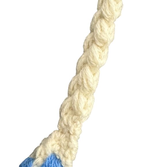 Diagonal Striped Crocheted Shoulder Hobo Bag Women's Multicolor Boho - Picture 2 of 5